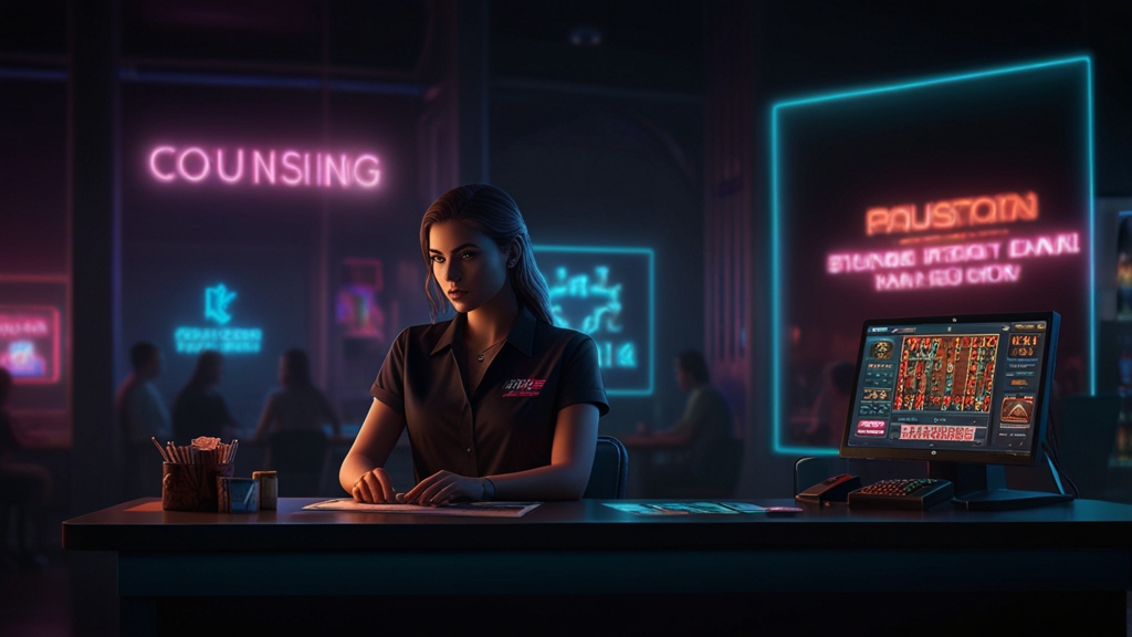 Player entering a promo code into a casino registration form at a dark cashier desk