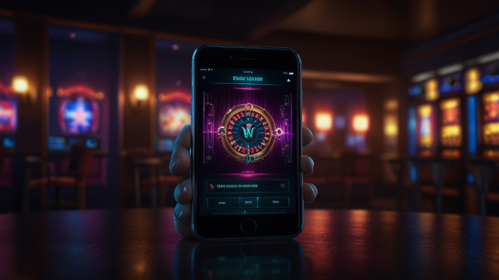 A smartphone and tablet displaying a casino login screen in neon light