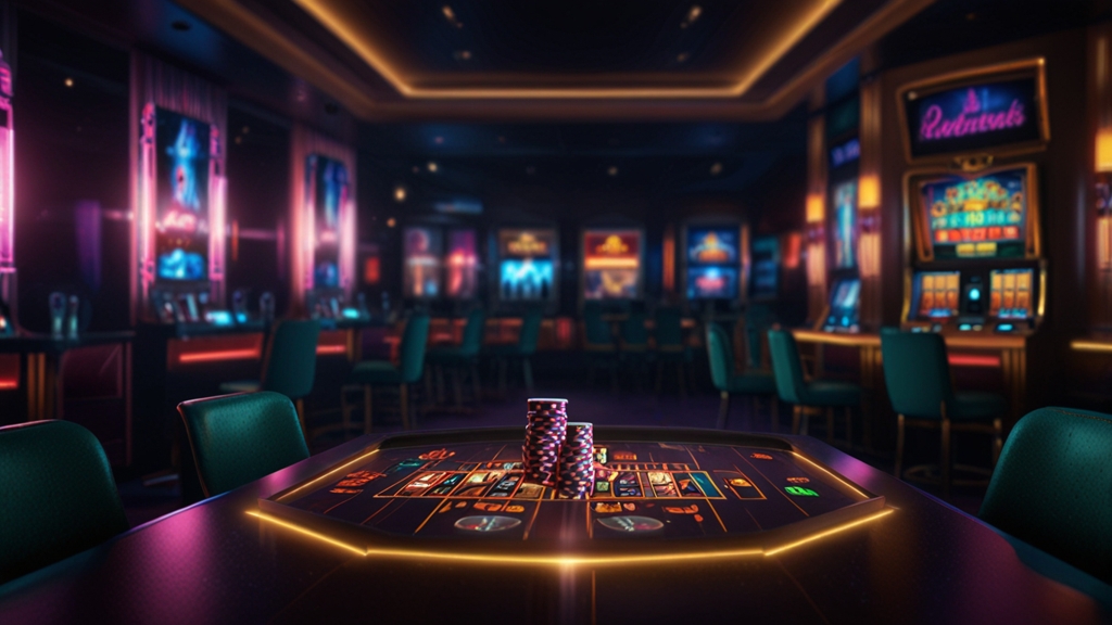 Android phone showing a casino app download screen on a dark table